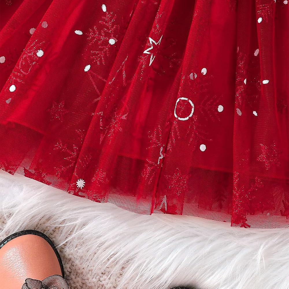 Winmany Neonate Natale Gonna di Pizzo Bambino Manica Lunga Velluto Tutu Vestito di Natale Principessa Abiti da Sposa