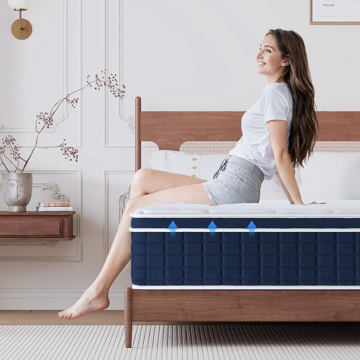 Inofia Double Mattress, 12 Inch Memory Foam Sprung Mattress Airy Cooling | Sleep Cool and Supportive,Pressure Relieving,Airy Comfort Foam,Medium Firm,Hybrid Mattress,Breathable, Motion Isolation Double(135×190×30cm)
