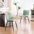 YOUNIKE Dining Chairs Set of 2 Modern Kitchen Dining Room Chairs with Metal Legs, Armless Upholstered Faux Leather Accent Chairs with Backrest, for Kitchen Living Room Receprion, Mint Green