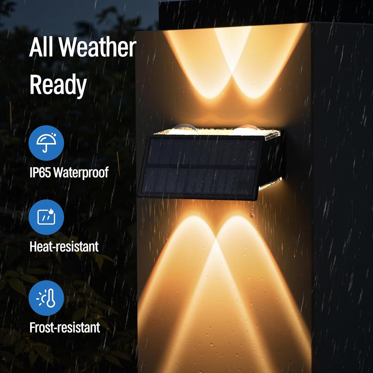 Solar Fence Lights,6 Pack Deck Light,Led Outdoor Lights 3000K/4500K/6000K+ RGB Up & Down Wall Lights Waterproof,Solar Powered Light for Backyard/Pool/Railing/Patio/Porch/Step Black Black 6 Pack