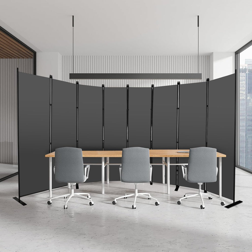 8-Panel Indoor Room Divider Folding Privacy Screen 402Wx183Hcm Grey