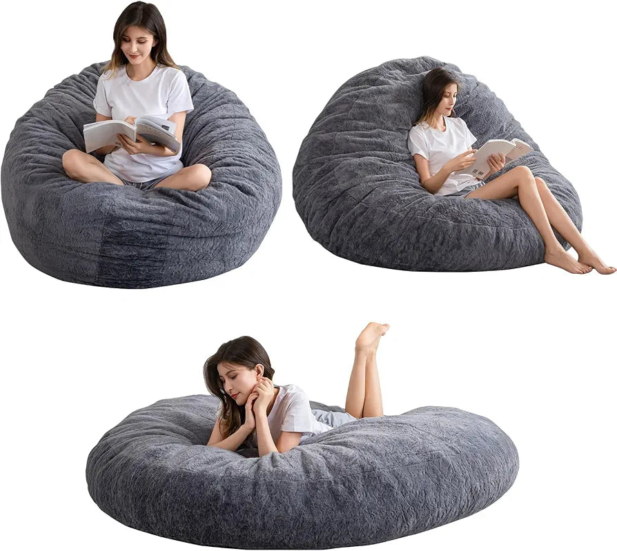 MAXYOYO Bean Bag Bed - Convertible Folds from Bean Bag Chair to Bed - Large Sofa with Plush Cover and Fluffy Filling Included for Adult, Guest 