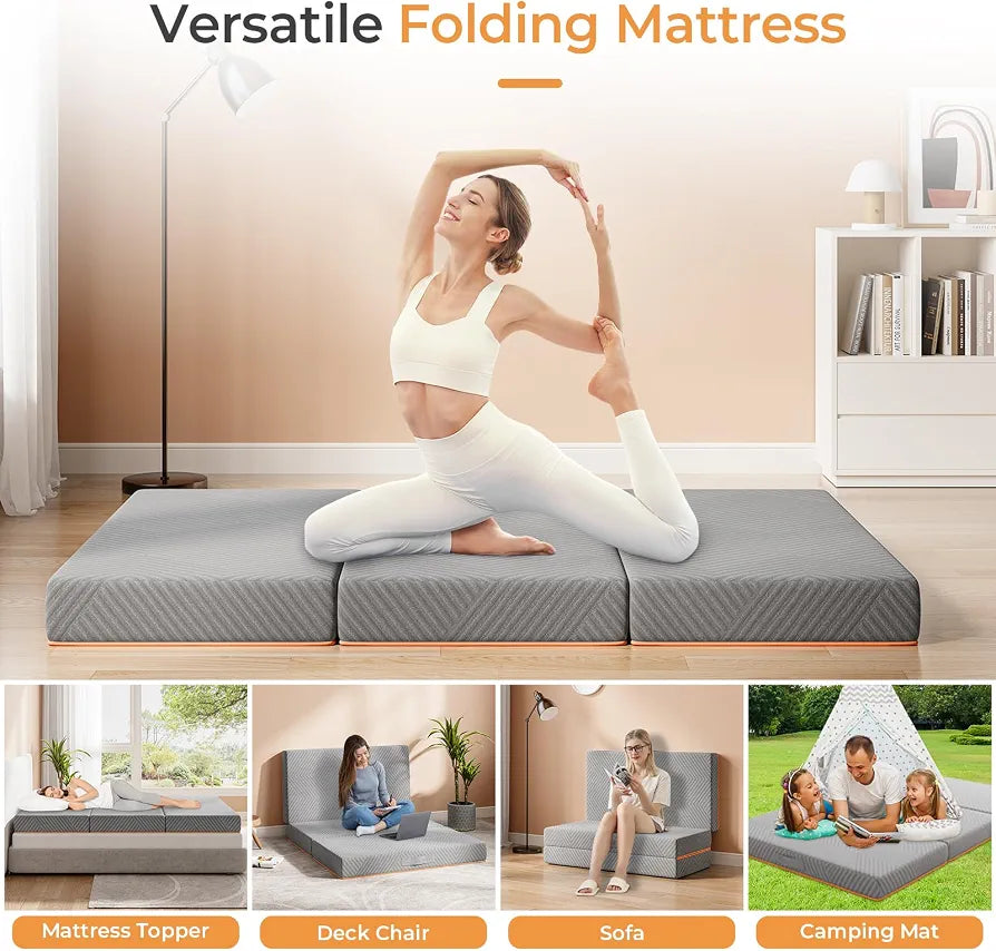 Vesgantti Folding Mattress Double 15CM Memory Foam Foldable Mattress