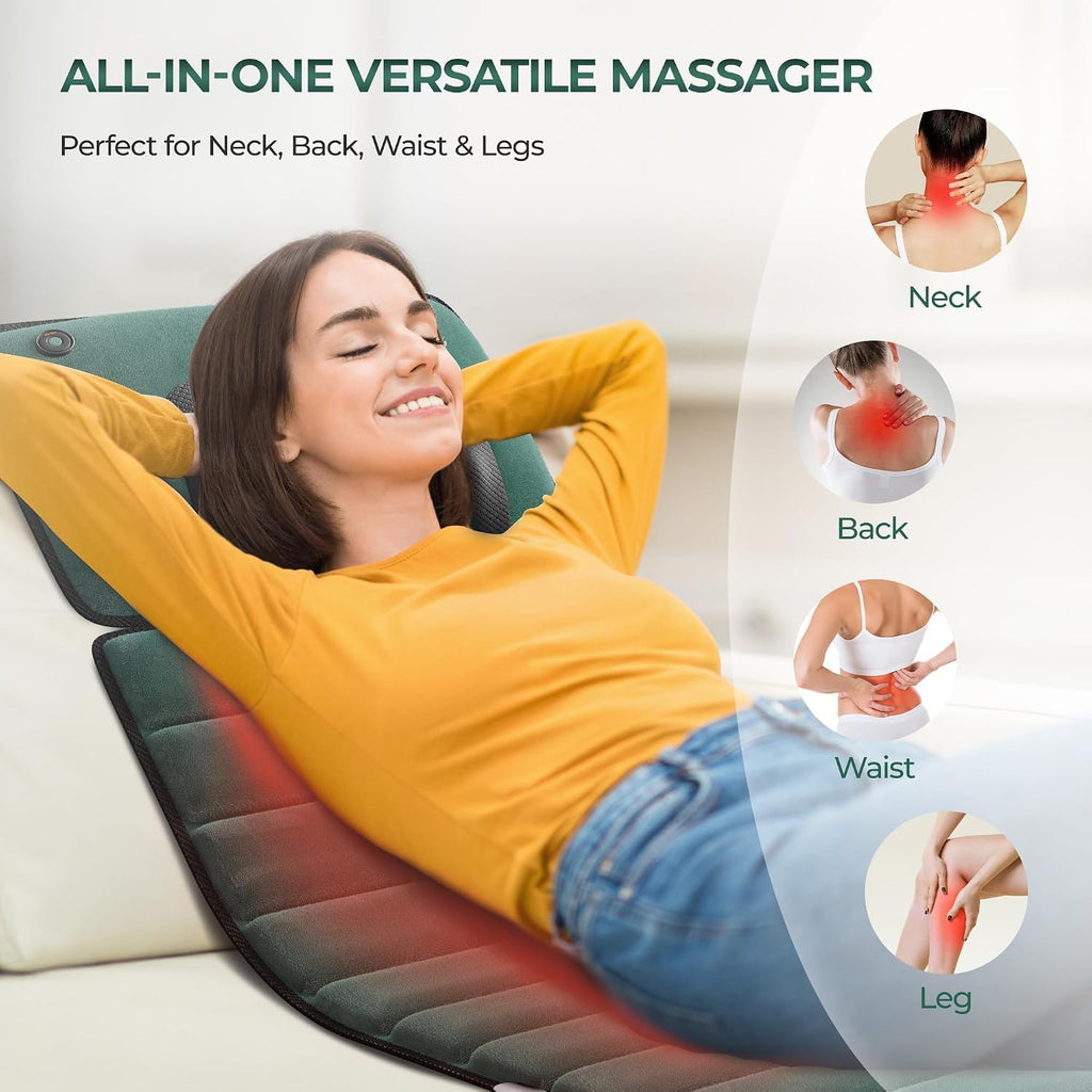 Velvet Full Body Massage Mat with Heat, Foldable Massager Chair Pad