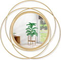Wall Mirror Mounted Gold Large Round Decorative Mirrors, Circle Metal Art Mirror Home for Bathroom Vanity, Living Room or Bedroom 60 x 60 cm 60L x 60W cm Circle&gold
