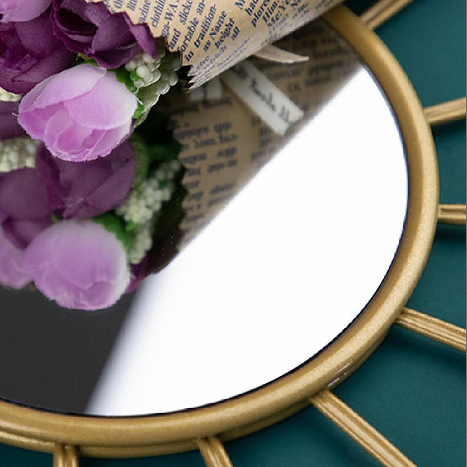 Gold Mirrors for Wall, Metal Sunburst Wall Mirror for Room Decor & Home Decor 15 inch Boho Wall Art Decorative Mirror