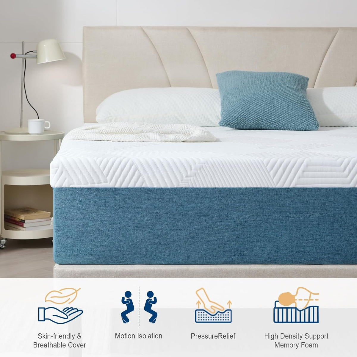 Hiimgo Super King Memory Foam Mattress 180x200x25cm,Medium Firm | 25CM Memory Foam, Breathable Medium Firm, Perfect for Body Support, Durable Super King(180x200x25cm)