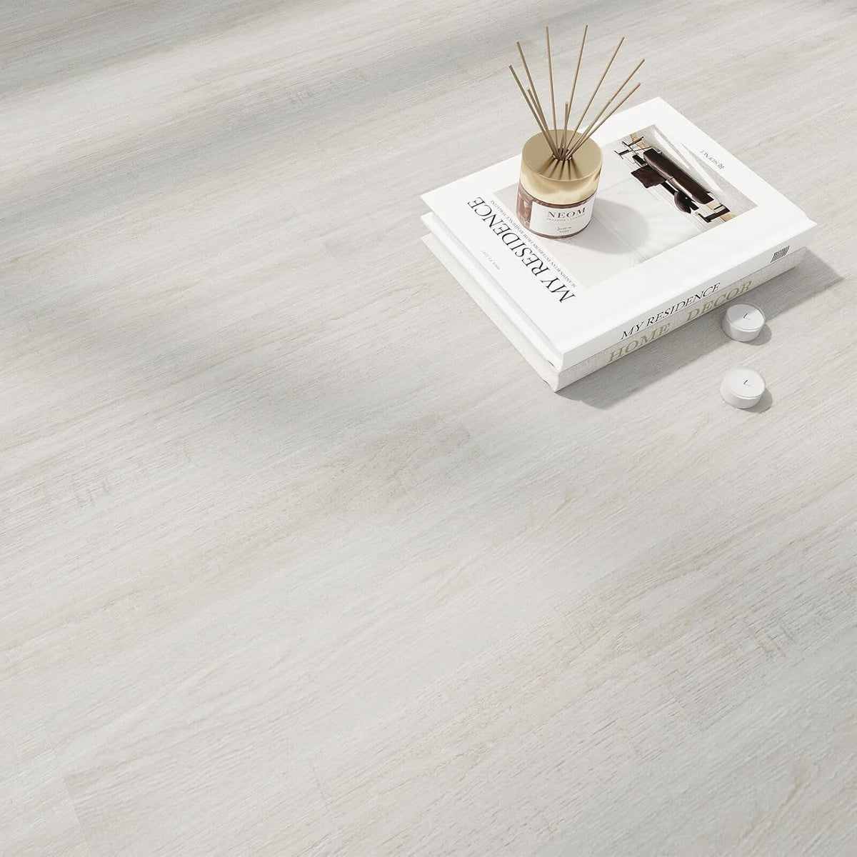 MULGREAT Vinyl Flooring, 16Pieces Self Adhesive Vinyl Floor Tiles, Waterproof Peel and Stick Floor Planks for Bedroom Bathroom Kitchen Hallway 16 Planks (2.23m²) Tea White