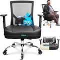 MELOKEA 440LBS/200KG Heavy Duty Office Chair, Extra Wide and Thick Spring Cushion Ergonomic Chair, Adjustable Lumbar Support & Pillow, PU Leather Big & Tall XXL for Heavy People and Sit Cross-Legged