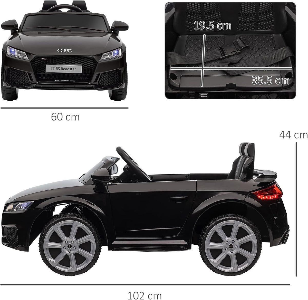 HOMCOM Audi TT RS Licensed 12V Kids' Electric Ride on Car for Kids Black