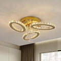 VETRULUS Crystal Chandelier Gold Flush Mount Light Dining Room Tri-Color