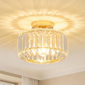 Rayofly Modern Crystal Chandeliers, Gold Ceiling Light Fitting with Glass Lampshade, Semi Flush Lights for Living Room, Bedroom, Kitchen, Hallway, Bathroom