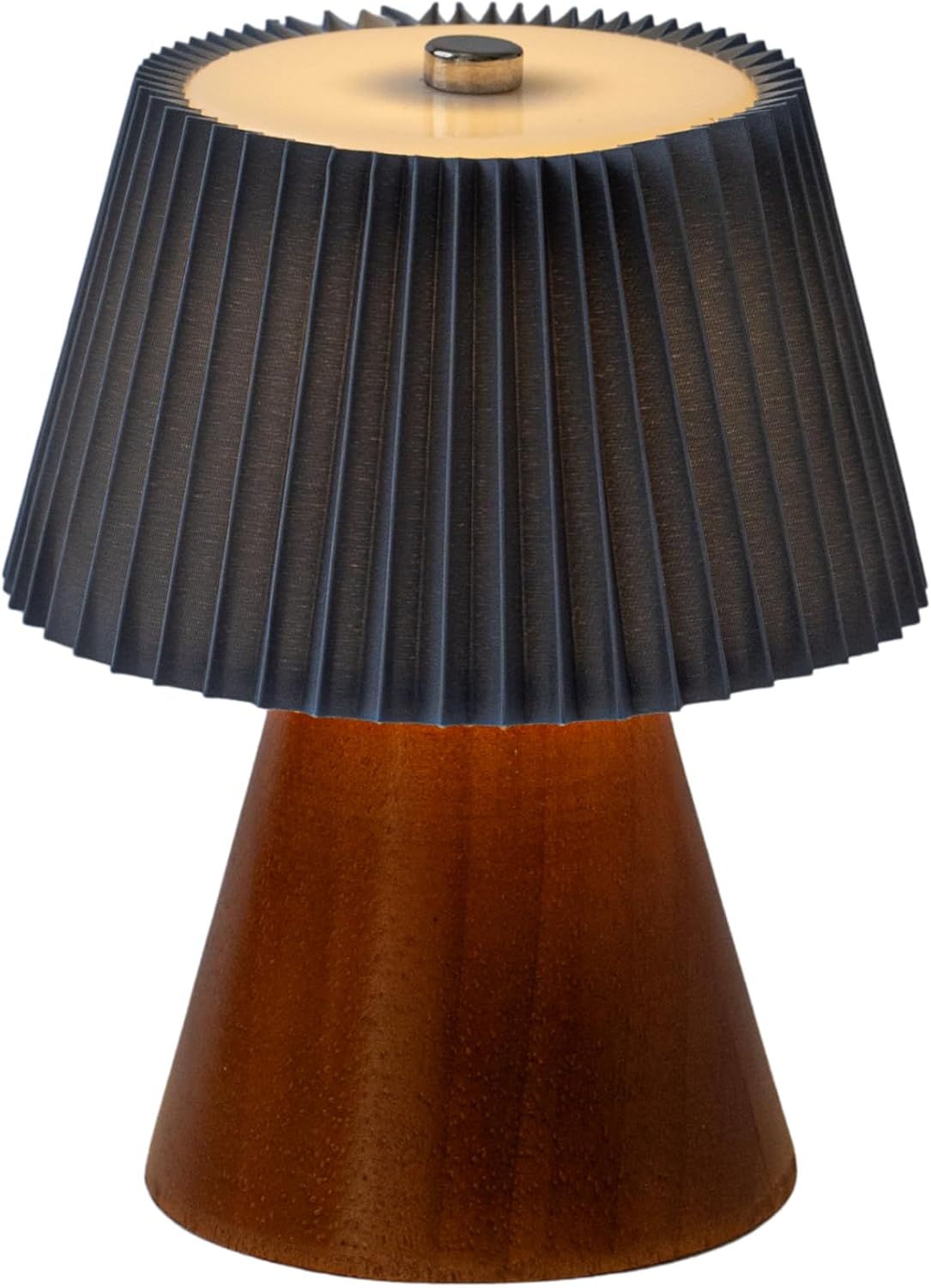 Pleated Shade LED Table Lamp – Midnight Blue, Battery-Operated, Warm White Light – Cordless Bedside or Desk Light, Decorative Lighting for Bedroom, Lounge, Dining Table – Aesthetic Gift