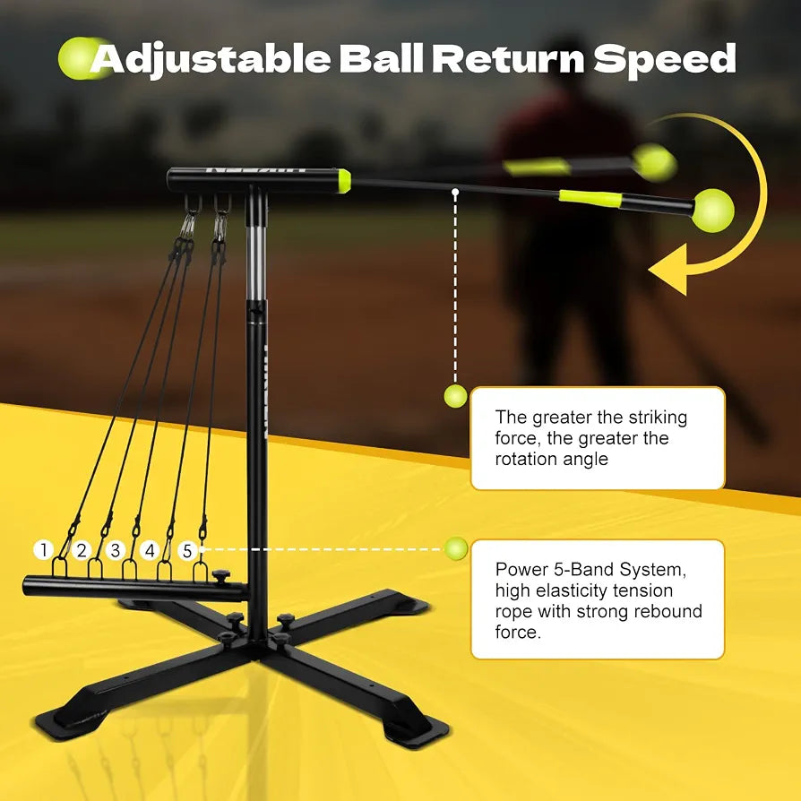 Hikeen Baseball Softball Swing Trainer, Baseball Training Equipment, Includes 5 Elasticity Bands Baseball/Softball Accessories for Hitting and Batting, Adjustable Height for All Ages Training