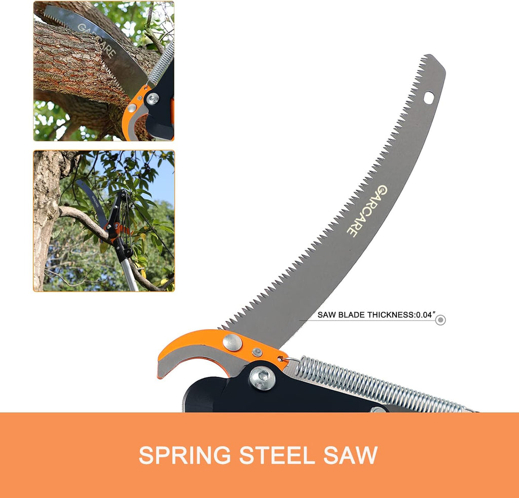 GARCARE Telescopic Tree Pruner & Lopper 2 in 1, Pole Saws for Tree Trimming | 35mm Cutting Capacity, 1.4-2.1m Extension Pole, Lightweight Long Reach Saw for Branches, Carbon Steel Blade
