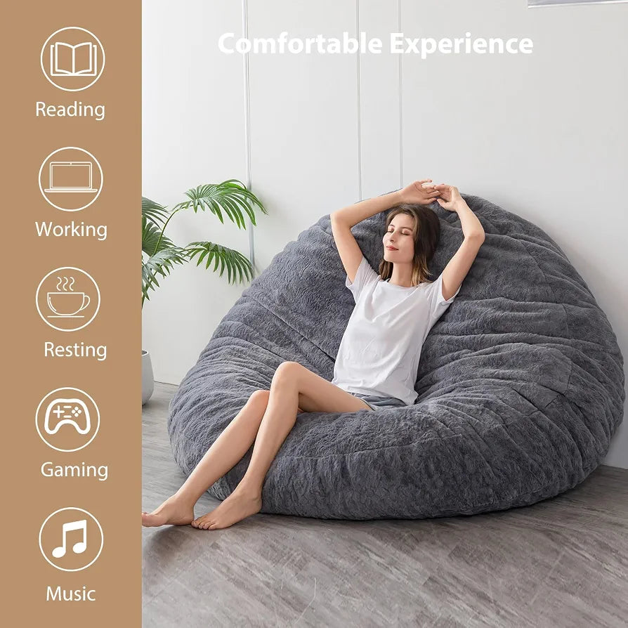 MAXYOYO Bean Bag Bed - Convertible Folds from Bean Bag Chair to Bed - Large Sofa with Plush Cover and Fluffy Filling Included for Adult, Guest 
