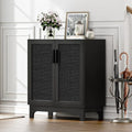 Rattan Sideboards for Living Room Black Kitchen Storage Cupboard