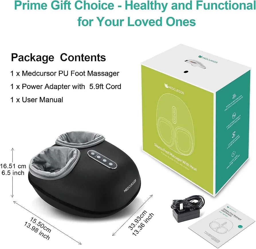 Medcursor Foot Massager Machine with Heat Function, Deep Kneading Massager, Multi-Level Settings & Adjustable Intensity for Home or Office Use 