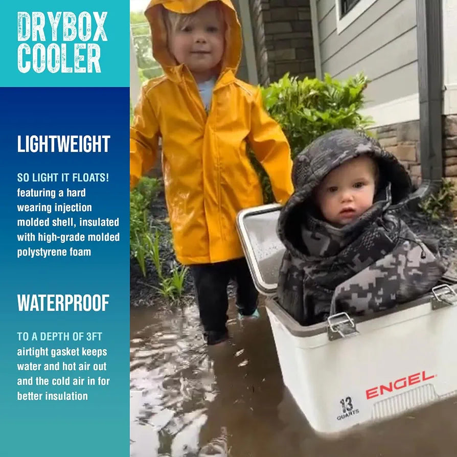 ENGEL Cooler Box 12.3 L - Leak-Proof, Drybox Cooler for Camping, Fishing, Hiking,Picnic - Mini Ice Boxes for 15 Cans, 38 x 25.4 x 28.5 CM - Small Cool Box for Drinks and Food