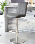 BOXED DANETTI LUMOS DARK GREY FAUX LEATHER STAINLESS STEEL GAS LIFT BAR STOOL