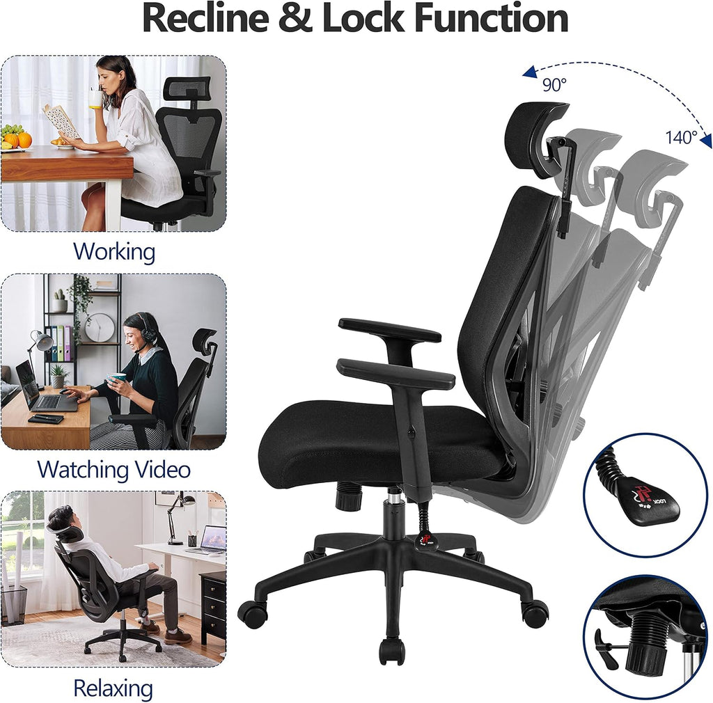 Yaheetech Ergonomic Desk Chair with Adjustable Lumbar Support Black