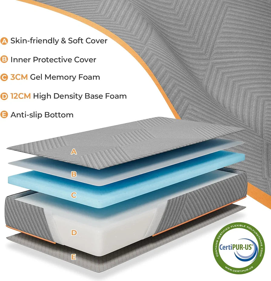 Vesgantti Folding Mattress Double 15CM Memory Foam Foldable Mattress