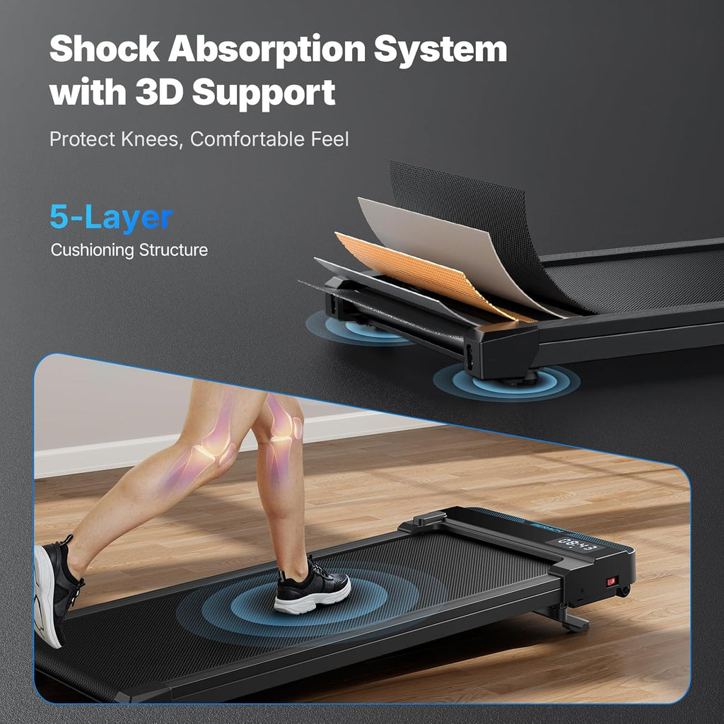 MERACH 2 IN 1 Walking Pad with 5% Incline, 2-6 km/h Treadmill for Home, 3.0HP Under Desk Treadmill, Walking Pad for Home and Office, Remote Control, Load Capacity up to 136 kg, LED Display, APP Black