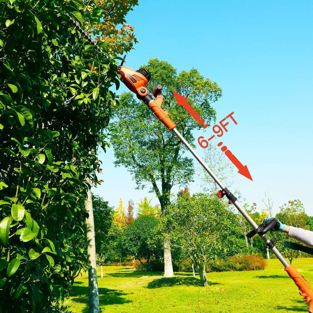 GARCARE 2-in-1 Electric Hedge Trimmer & Pole Pruner 4.8A 20" Laser Blade