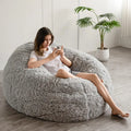 MAXYOYO Giant Bean Bag Bed - Round Bean Bag Chair - Large Sofa with long Faux Fur Cover and Fluffy Filling Included for Adult, Couples, Guest 