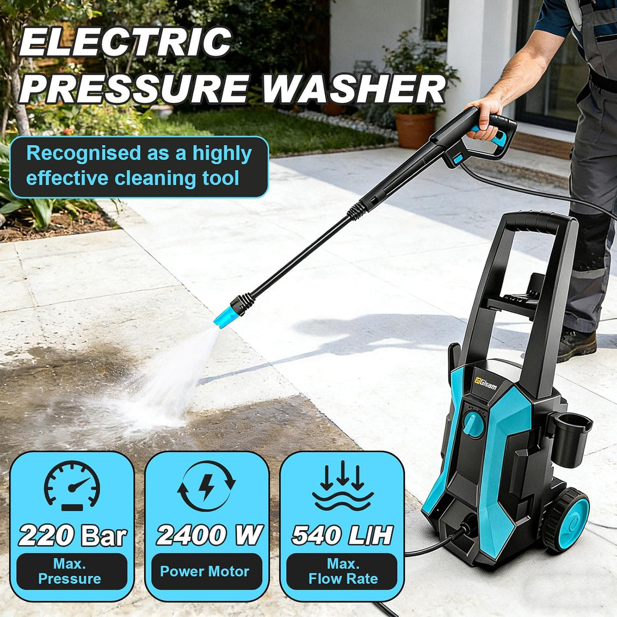 Pressure Washer, 2400W 220Bar 540L/H Electric Pressure Washers