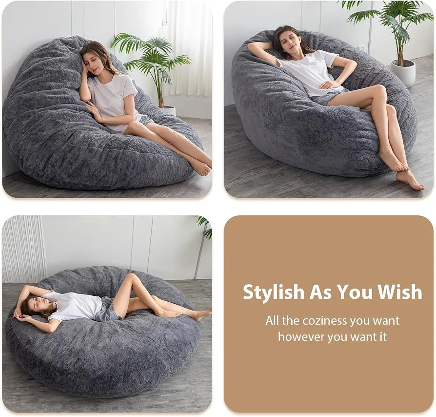 MAXYOYO Bean Bag Bed - Convertible Folds from Bean Bag Chair to Bed - Large Sofa with Plush Cover and Fluffy Filling Included for Adult, Guest 