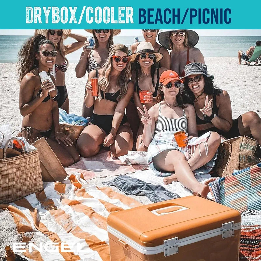 ENGEL Cooler Box 12.3 L - Leak-Proof, Drybox Cooler for Camping, Fishing, Hiking,Picnic - Mini Ice Boxes for 15 Cans, 38 x 25.4 x 28.5 CM - Small Cool Box for Drinks and Food