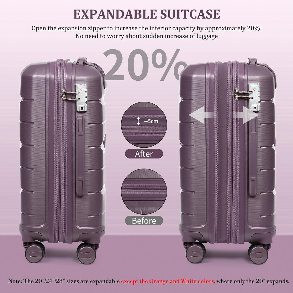 Sea choice Luggage Set 2 Piece Suitcase Set Hard Shell Expandable Luggage with Wheels Hand Luggage Travel Suitcase with TSA Lock 8 Wheels Suitcase Expandable Suitcase Small