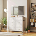 CAIYUN Chest of Drawers with 9 Drawers, Fabric Storage Dresser for Bedroom, Tall Drawer Organizer Unit for Entryway, Hallway, White