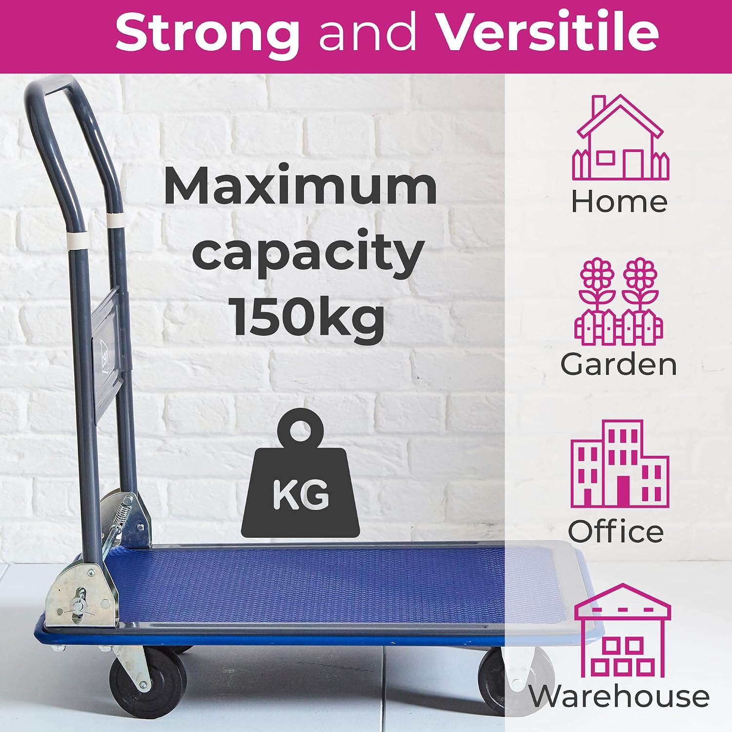 Heavy Duty Aluminium Folding Sack Trolley Hand Truck Barrow Transport Wheels Extendable Handle (150 kg)