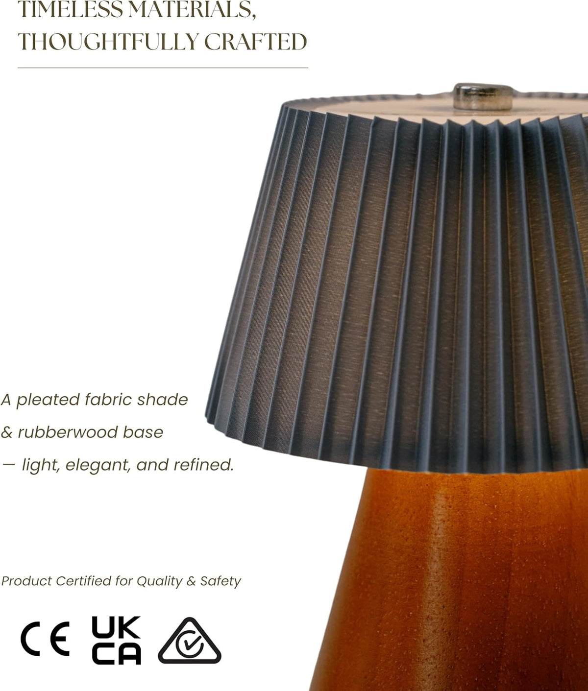 Pleated Shade LED Table Lamp – Midnight Blue, Battery-Operated, Warm White Light – Cordless Bedside or Desk Light, Decorative Lighting for Bedroom, Lounge, Dining Table – Aesthetic Gift