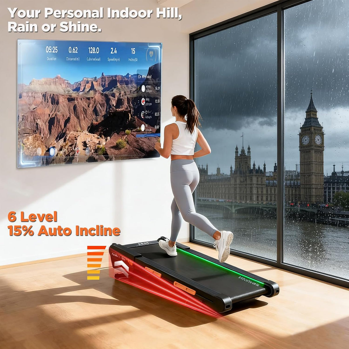 Walking Pad treadmill with Wide Belt and Auto Incline