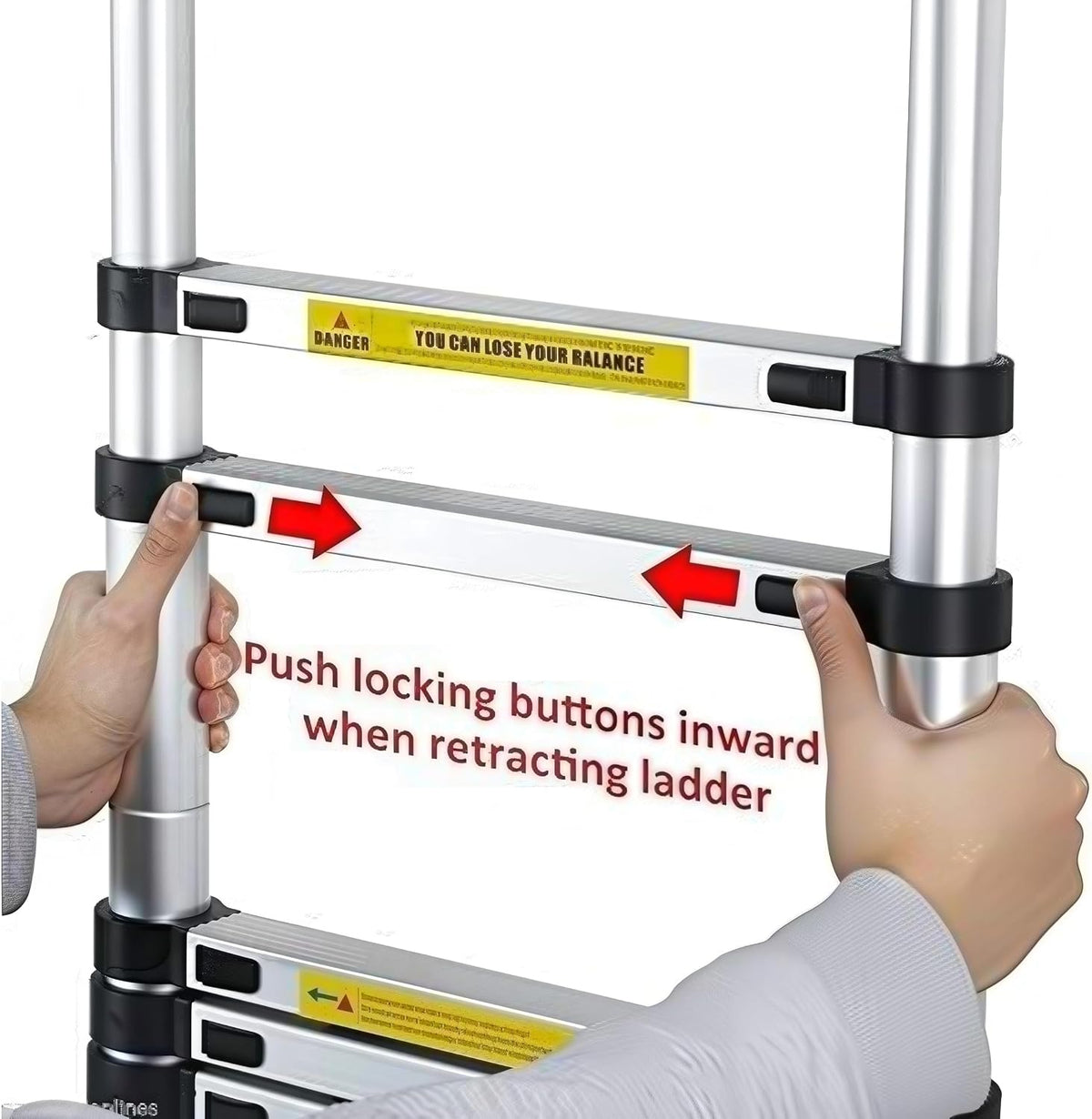 Telescopic Ladders - 8.5Ft 2.6M Telescoping Extendable Aluminium Folding Extension Extendable Portable 9 Steps 150kg Capacity Loft Collapsible