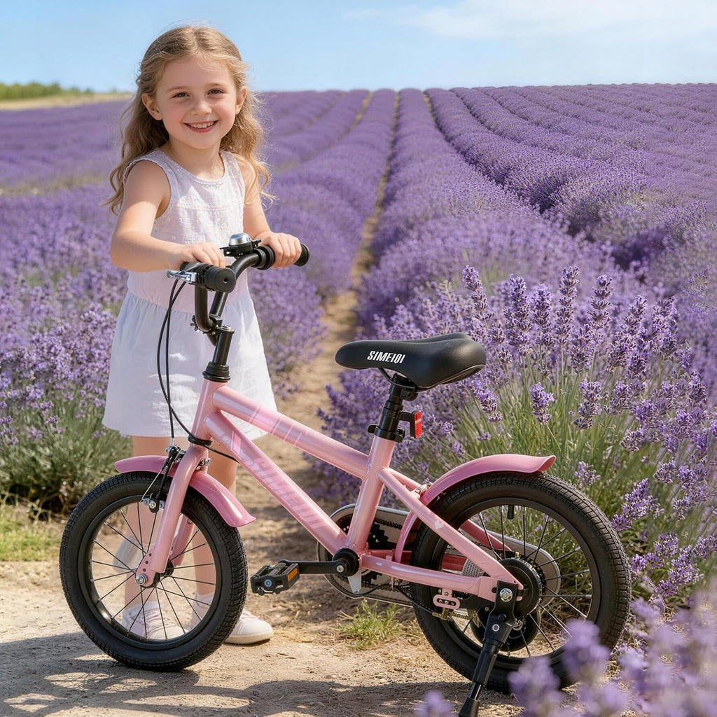 SIMEIQI 14 16 18 Inch Kids Bike for 3-9 Years Boys and Girls with Stabilisers & Kickstand