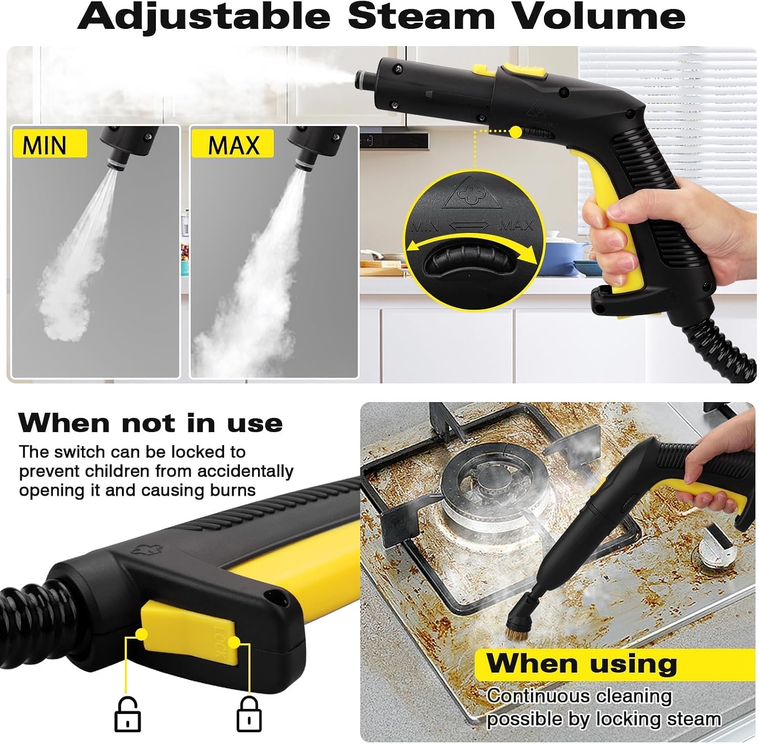 Steam Cleaner, Steamer for Cleaning with 26 Accessories, Steam Cleaner for Home with 5M Extra-Long Power Cord for Home Floor Cleaning, Tile Detailing, Grout, Upholstery