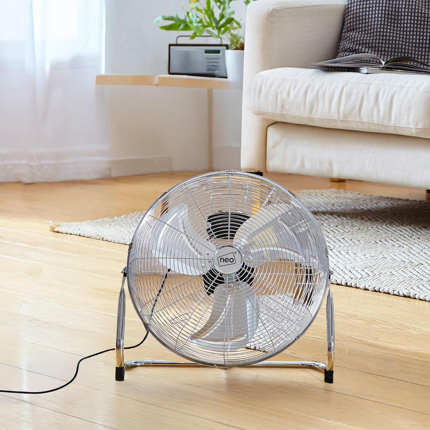 Neo High Velocity Quiet Portable Steel Metal Floor Standing Freestanding Industrial Gym Cooling Fan 3 Speeds