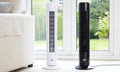 Neo 29" Inch Air Cooling Cooler Free Standing Quiet Bedroom Bladeless Tower Fan 3 Speed Oscillating (Black and White)