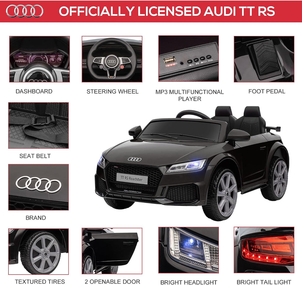 HOMCOM Audi TT RS Licensed 12V Kids' Electric Ride on Car for Kids Black