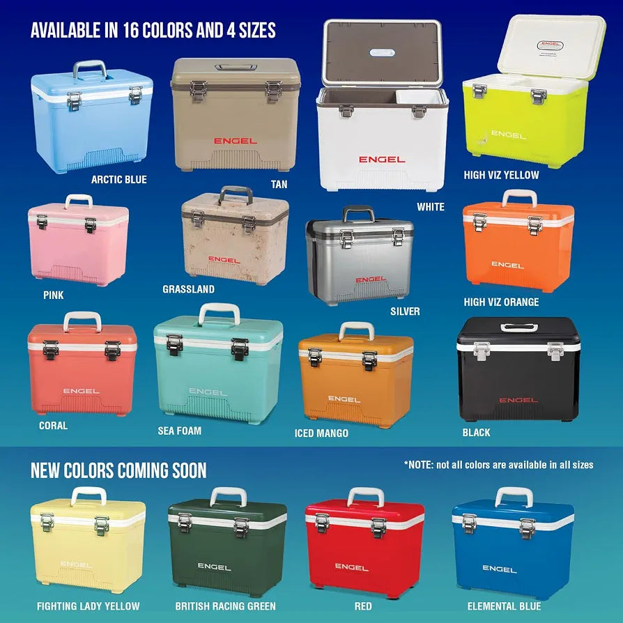 ENGEL Cooler Box 12.3 L - Leak-Proof, Drybox Cooler for Camping, Fishing, Hiking,Picnic - Mini Ice Boxes for 15 Cans, 38 x 25.4 x 28.5 CM - Small Cool Box for Drinks and Food