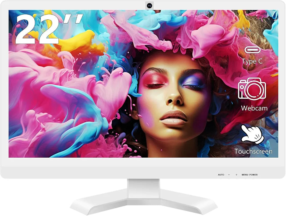 22 inch Touch Screen Monitor with Webcam FHD 1920x1080P Computer Monitor FreeSync HDR HDMI Ports Eye Care Frameless