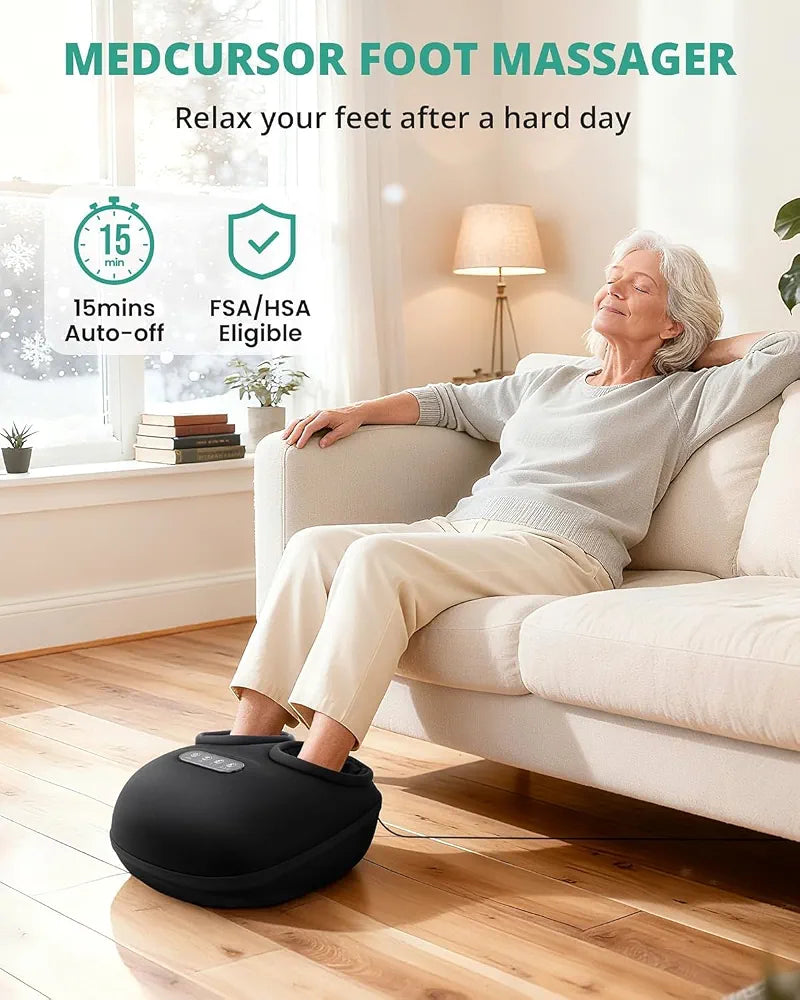 Medcursor Foot Massager Machine with Heat, Deep Kneading Air Compression Feet Massager, Shiatsu Foot Massage for Home or Office Use,Gifts for Women and Men 