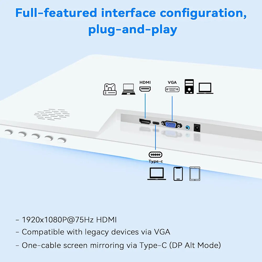 22 inch Touch Screen Monitor with Webcam FHD 1920x1080P Computer Monitor FreeSync HDR HDMI Ports Eye Care Frameless