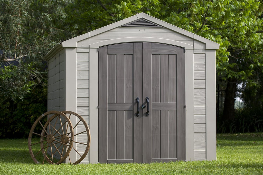 Keter Factor Outdoor Garden Storage Shed, Beige, 8 x 11 ft, 17197917