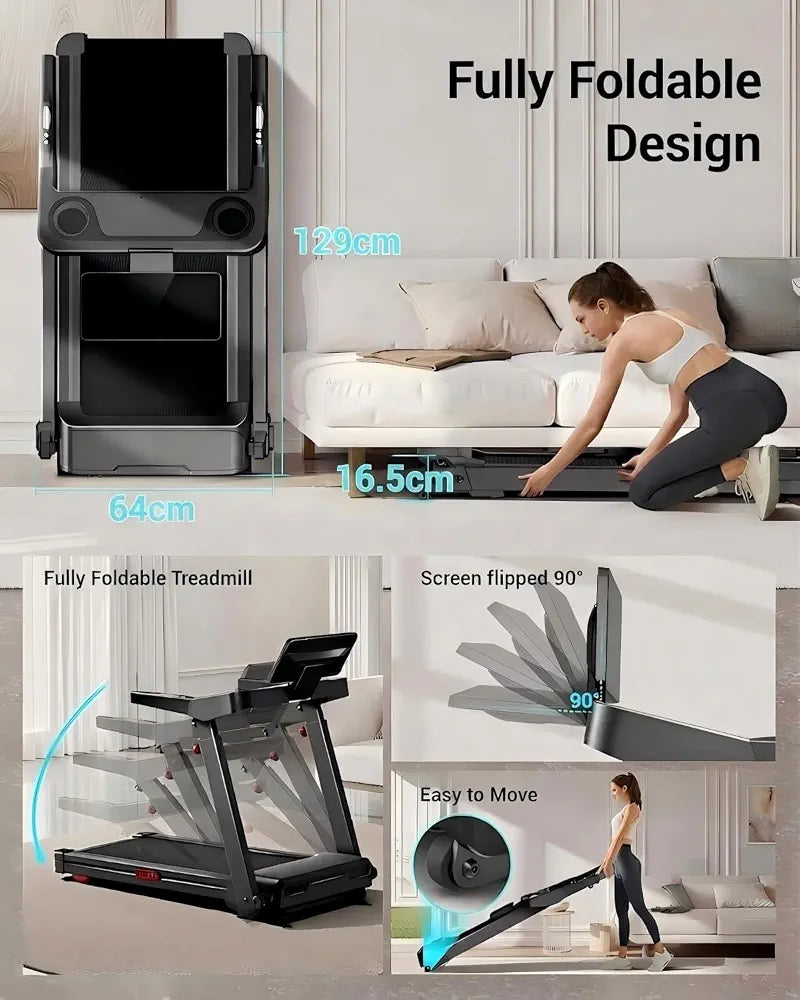 Foldable Walking Pad with 20% Incline, 3.5HP Motor Treadmill For Home