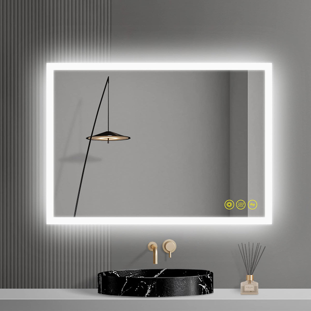 Bathroom Mirror with LED Lights 500x700 mm Illuminated Dimmable Backlit Wall Mounted Vanity Mirror with Anti-Fog 3 Lighting Modes with Demister Pad